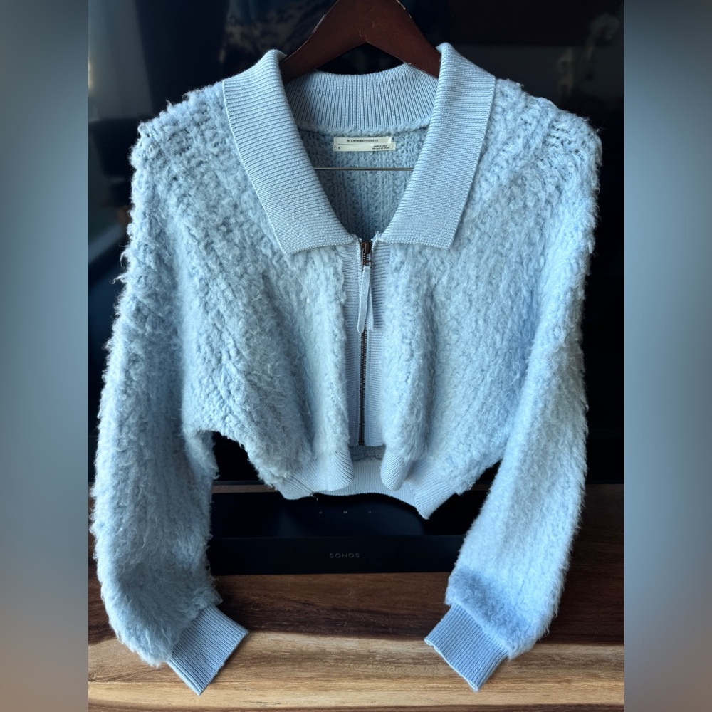 Anthropologie Blue Sweater w cabincore small